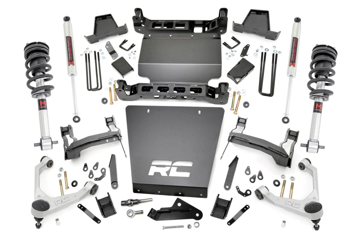 GMC Sierra 1500 Suspension Lift Kit - Rough Country - 7 Inch Stamped Steel LCA, Forged UCA, M1 Struts - '16-'18